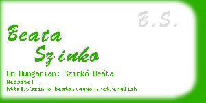 beata szinko business card
